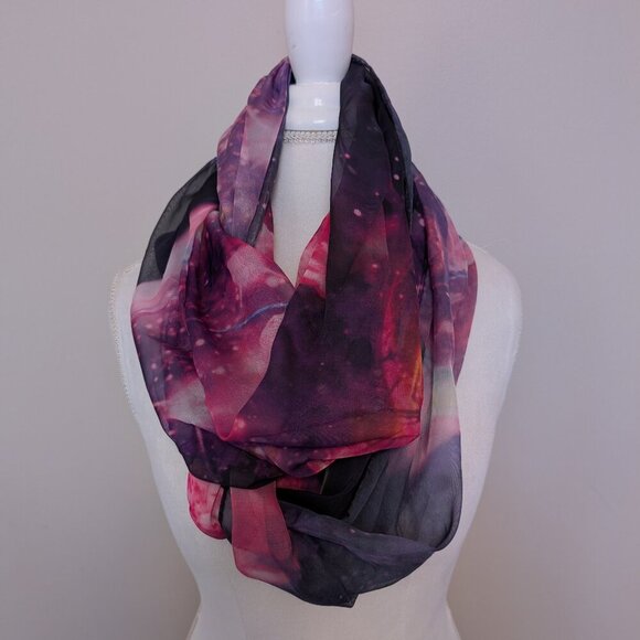 NWT Galaxy infinity scarf outer space stars semi sheer lightweight - Picture 1 of 5